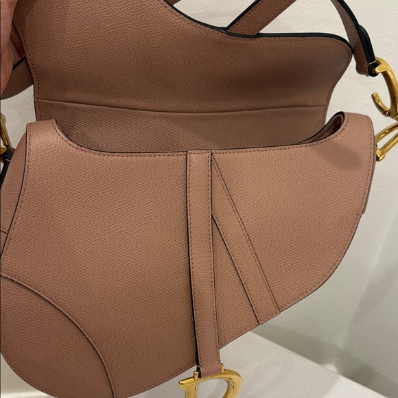 Christian Dior Saddle Bag Medium Nude Grained Leather – NEW Never Used Authentic - Picture 9 of 11